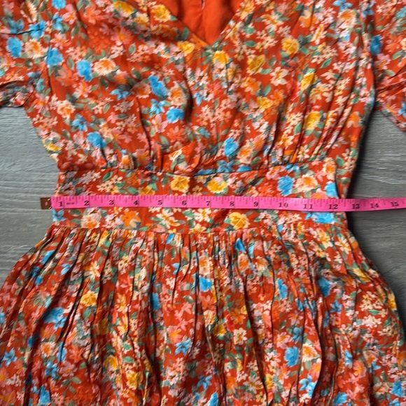 Roller Rabbit Vado Cecilia Dress Fit and Flare Orange Floral Small - Picture 11 of 13